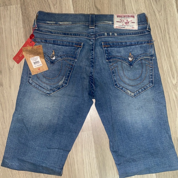 AUTHENTIC TRUE RELIGION SKINNY FLAP ORANGE JEANS - Picture 2 of 8